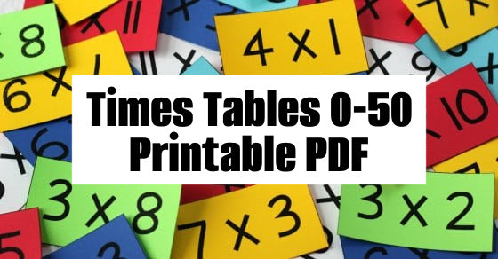 Times Tables 0-50 - Free Printable PDF